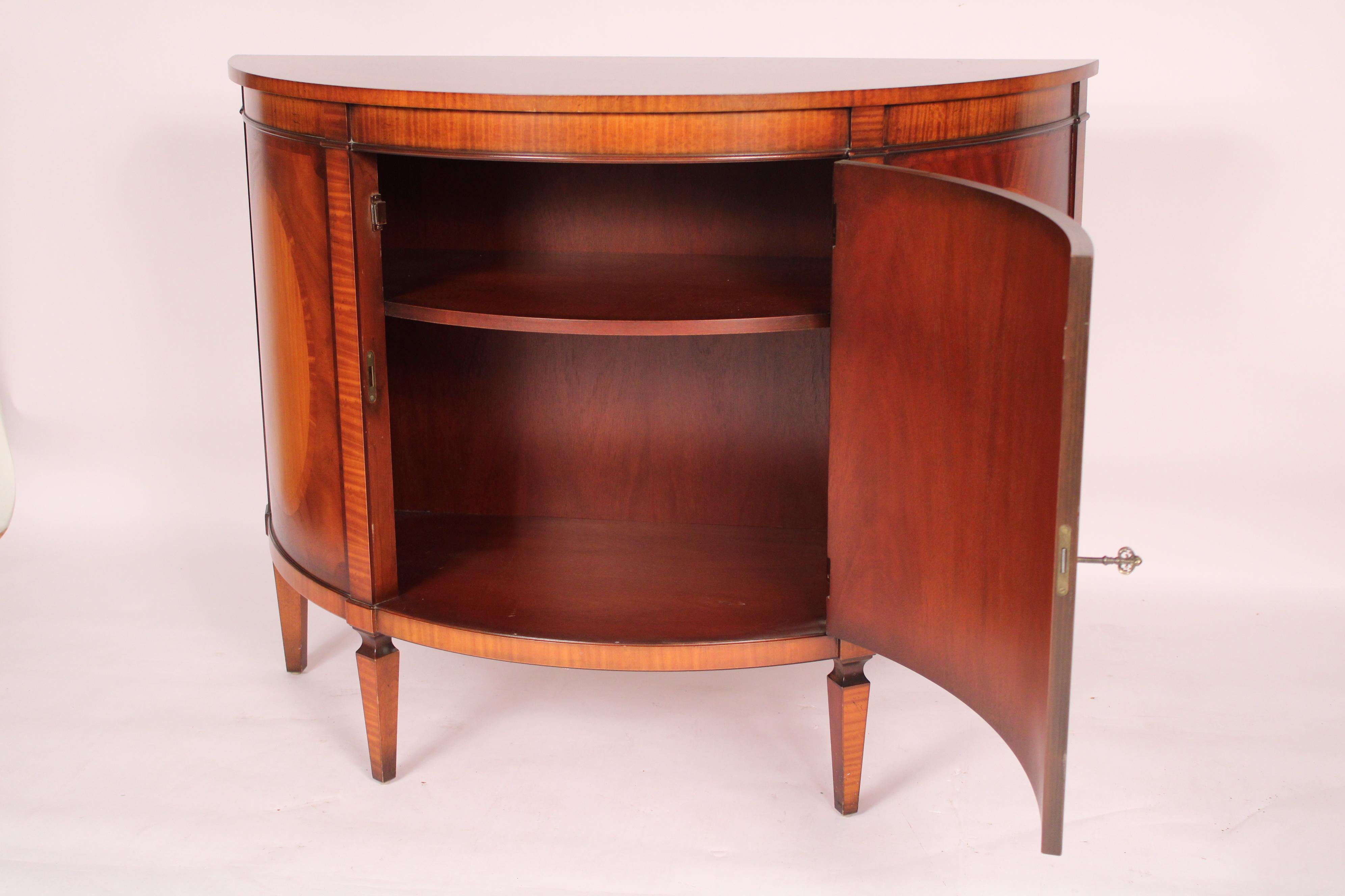 20th Century Baker Furniture Company Charleston Collection Demi Lune Inlaid Cabinet
