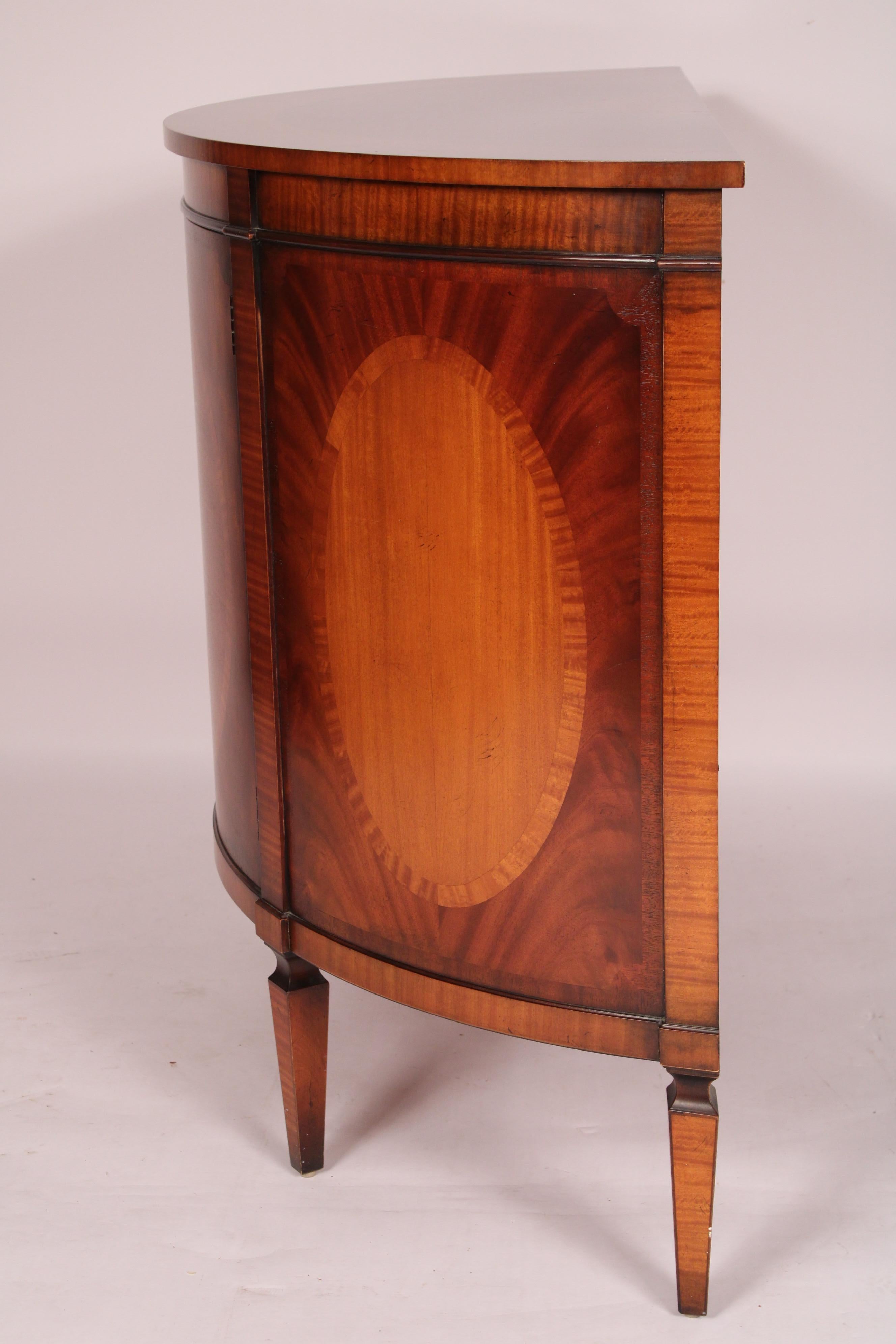 Mahogany Baker Furniture Company Charleston Collection Demi Lune Inlaid Cabinet
