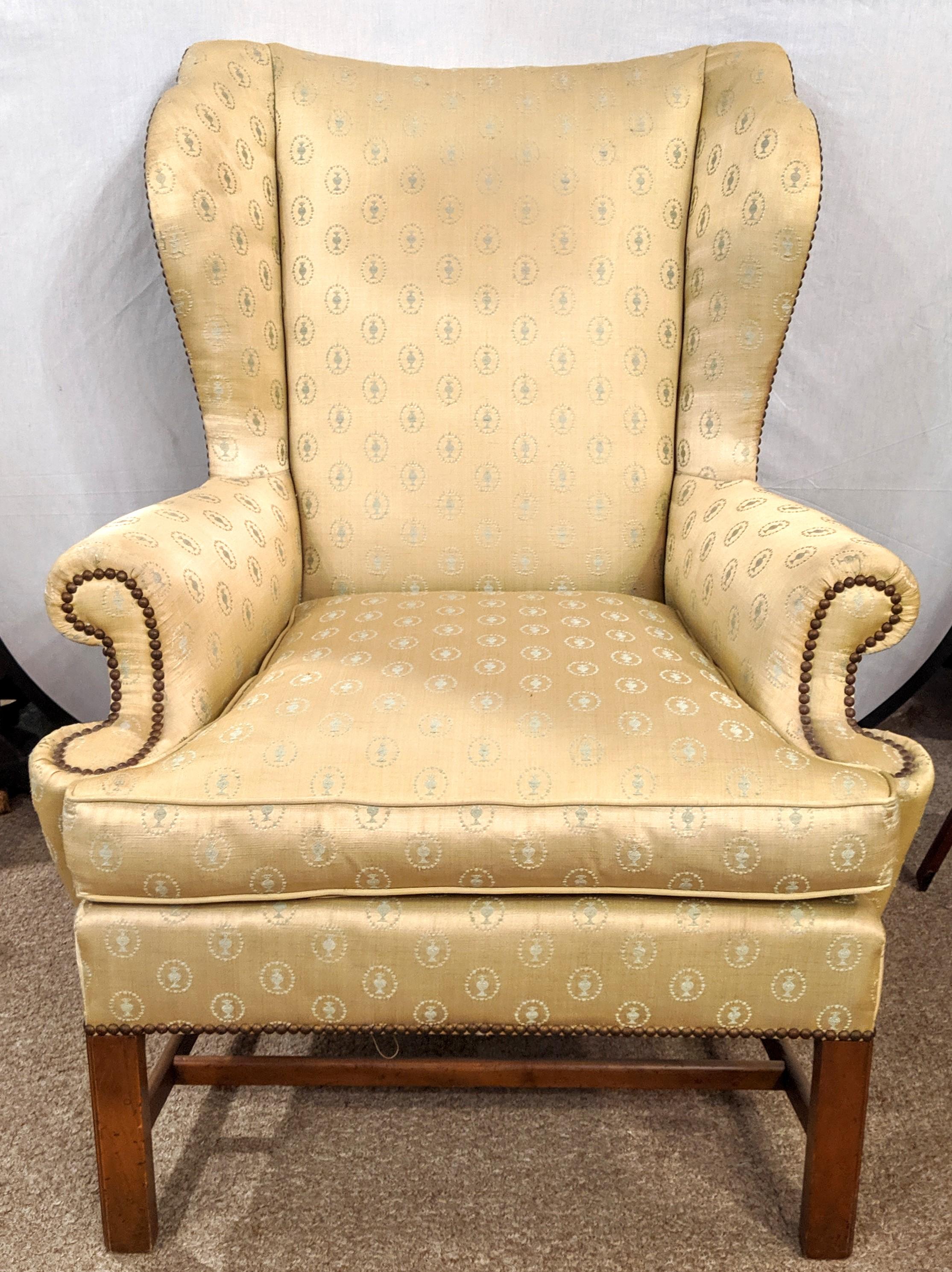  Baker Furniture Company Chippendale Wingback or Desk Chair in a Fine Fabric  2