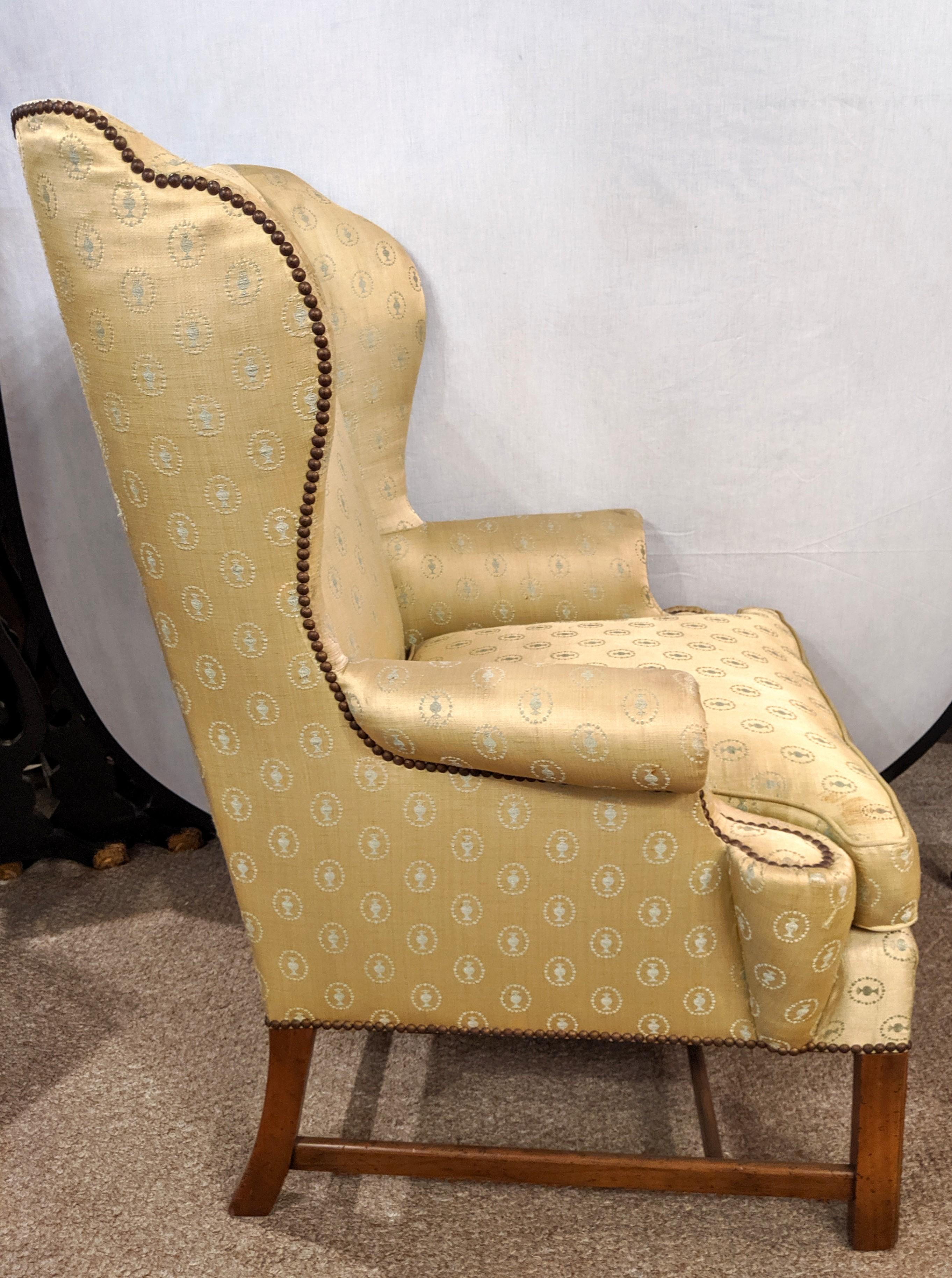  Baker Furniture Company Chippendale Wingback or Desk Chair in a Fine Fabric  1