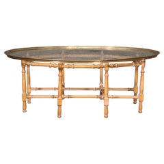 Vintage Baker Furniture Company Faux Bamboo Brass and Glass Tray Top Table