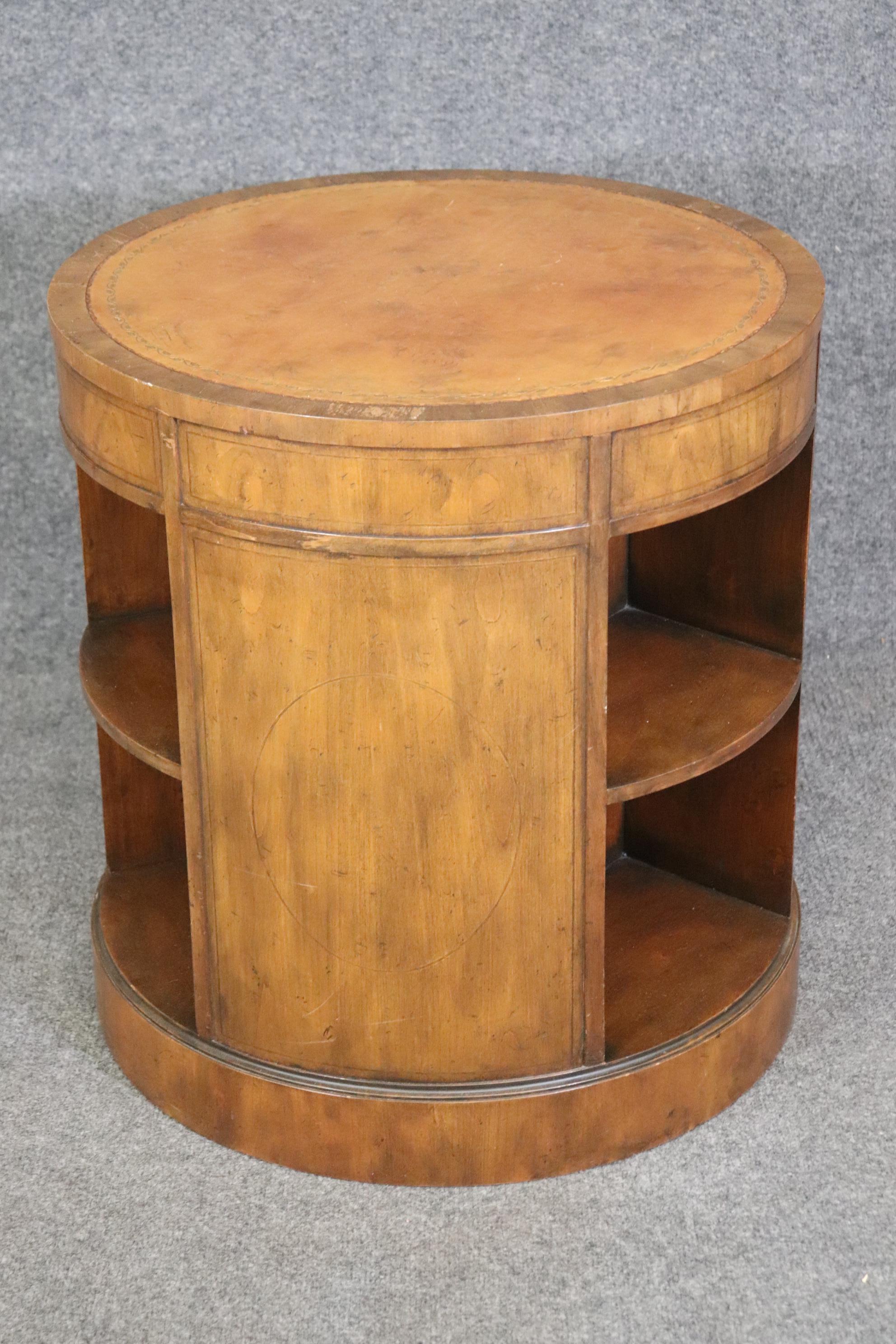 Mid-20th Century Baker Furniture Company French Directoire Style Walnut and Leather Top End Table