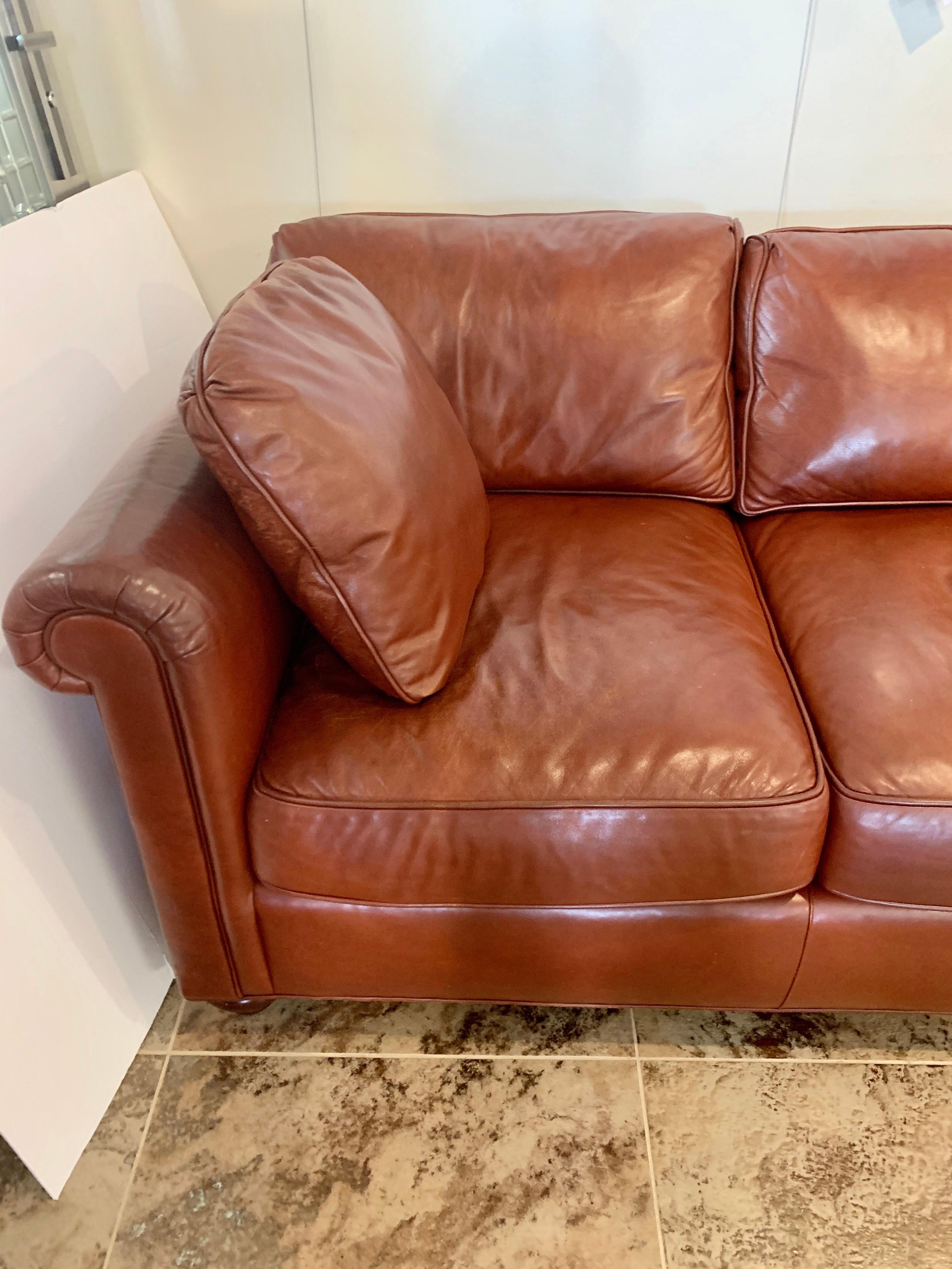 saddle brown leather sofa