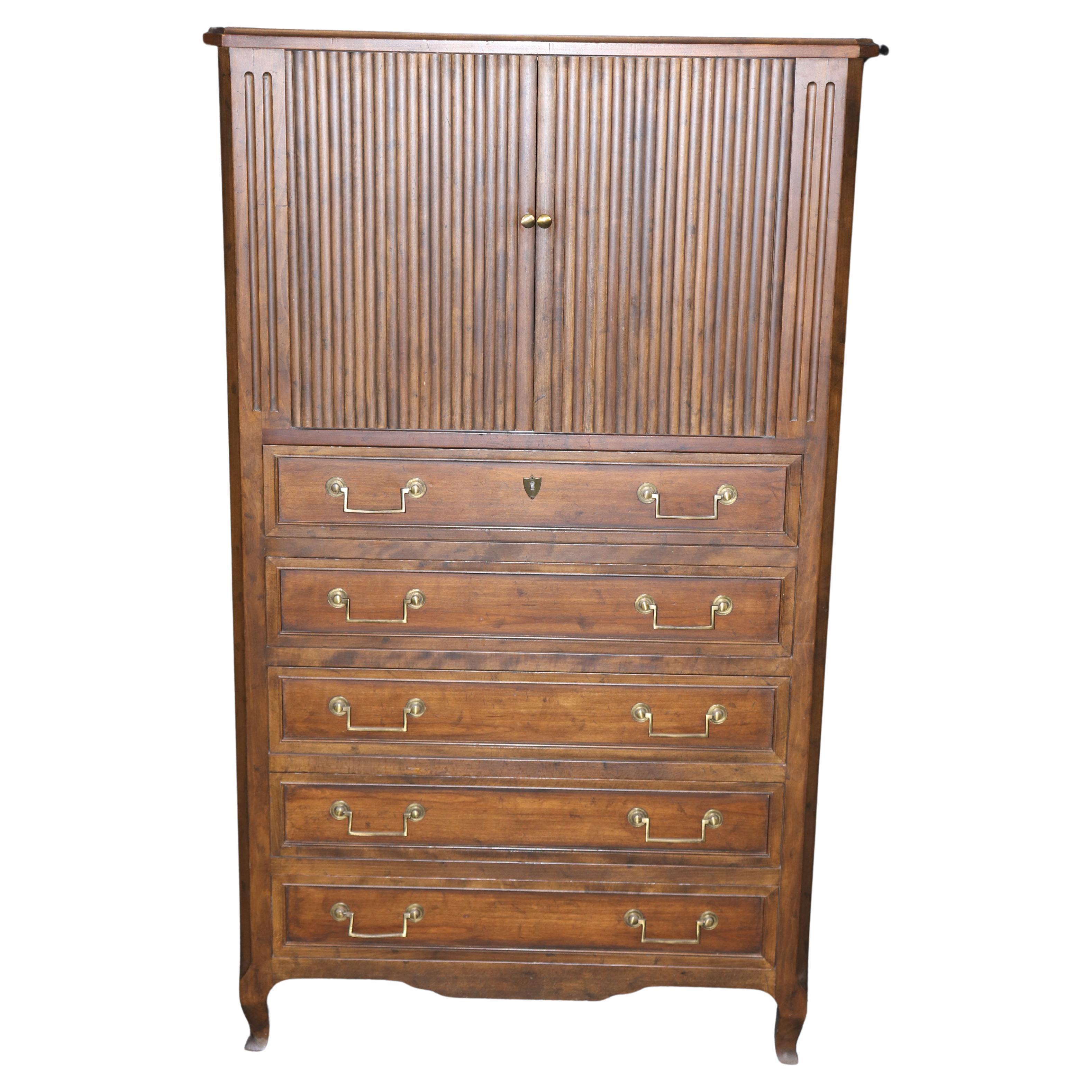 Baker Furniture Company Tambor Door Gentleman's Dresser Tall Chest Circa 1960s