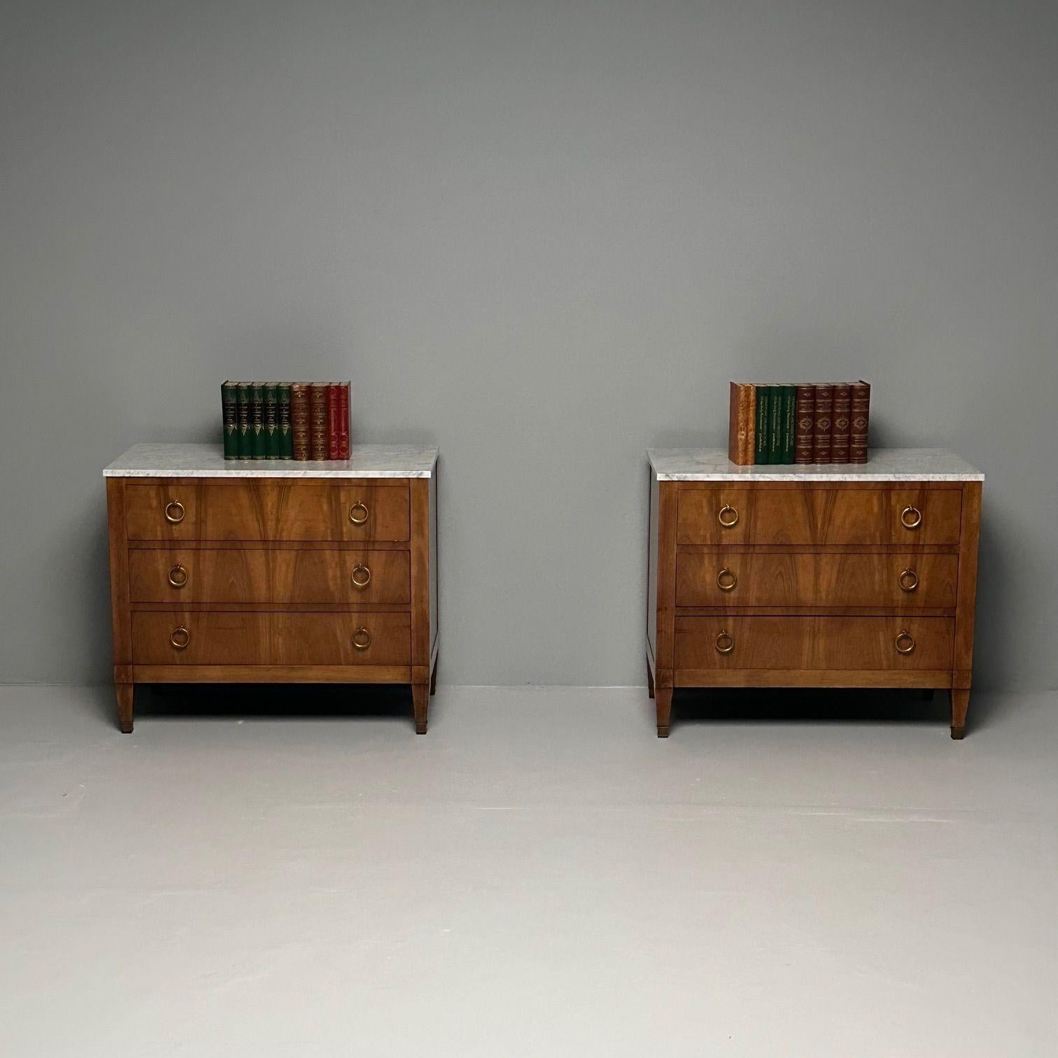 20th Century Baker Furniture Compnany, PE Guerin, Provincial, Pair of Cabinets, Marble, Brass