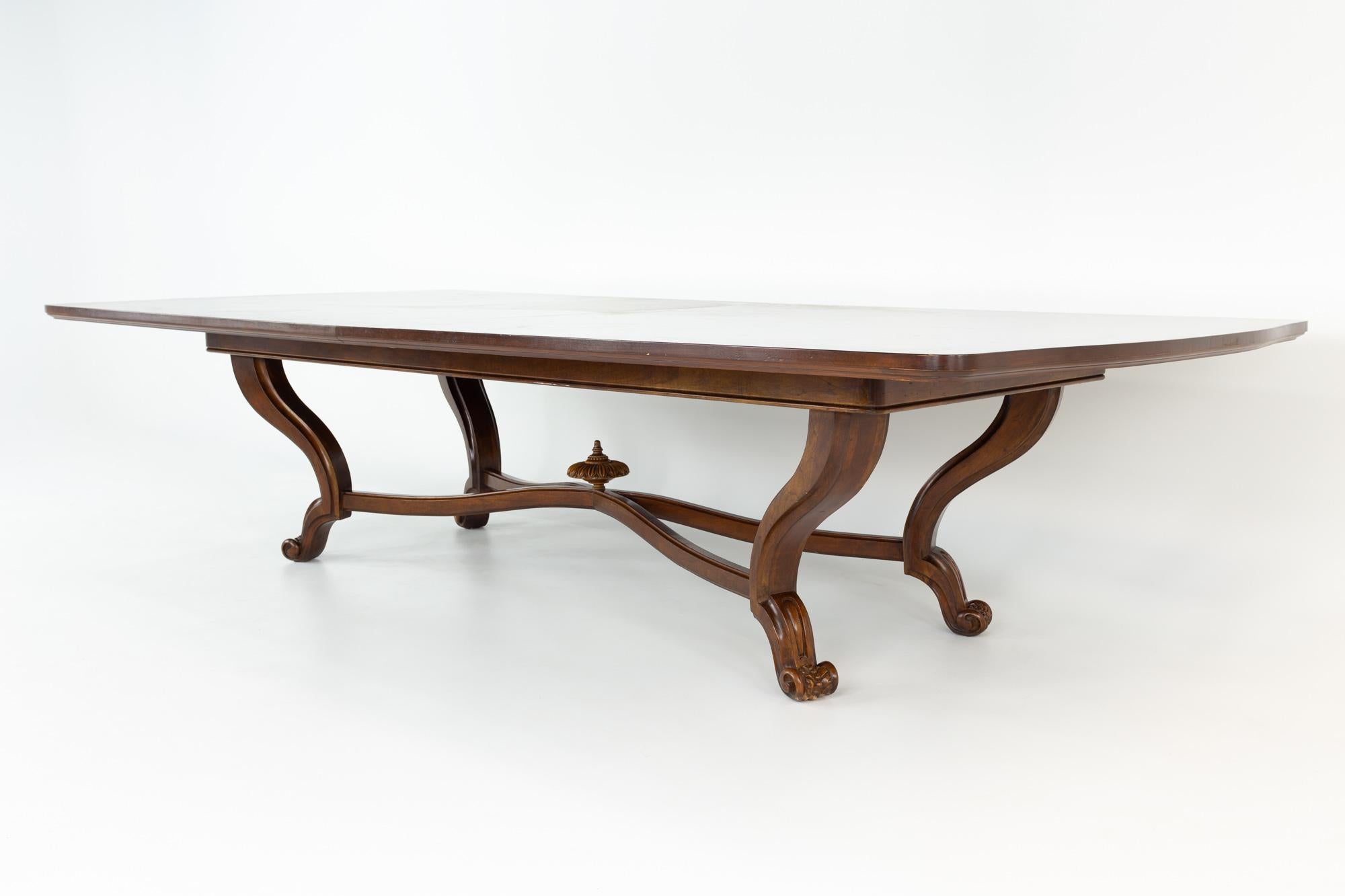 Baker Furniture Contemporary Burlwood and Walnut Clawfoot Dining Table