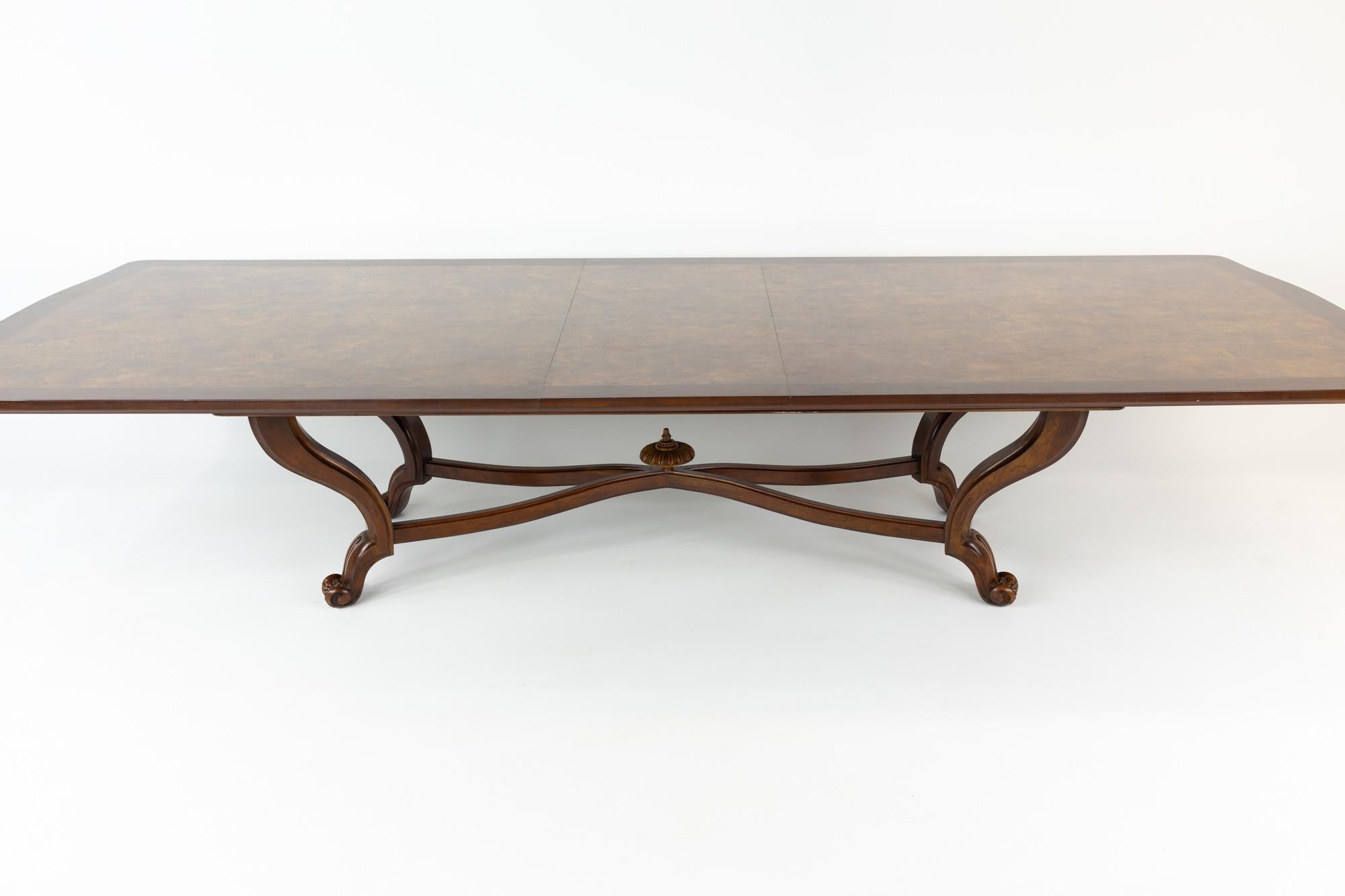 Baker Furniture Contemporary Burlwood and Walnut Clawfoot Dining Table