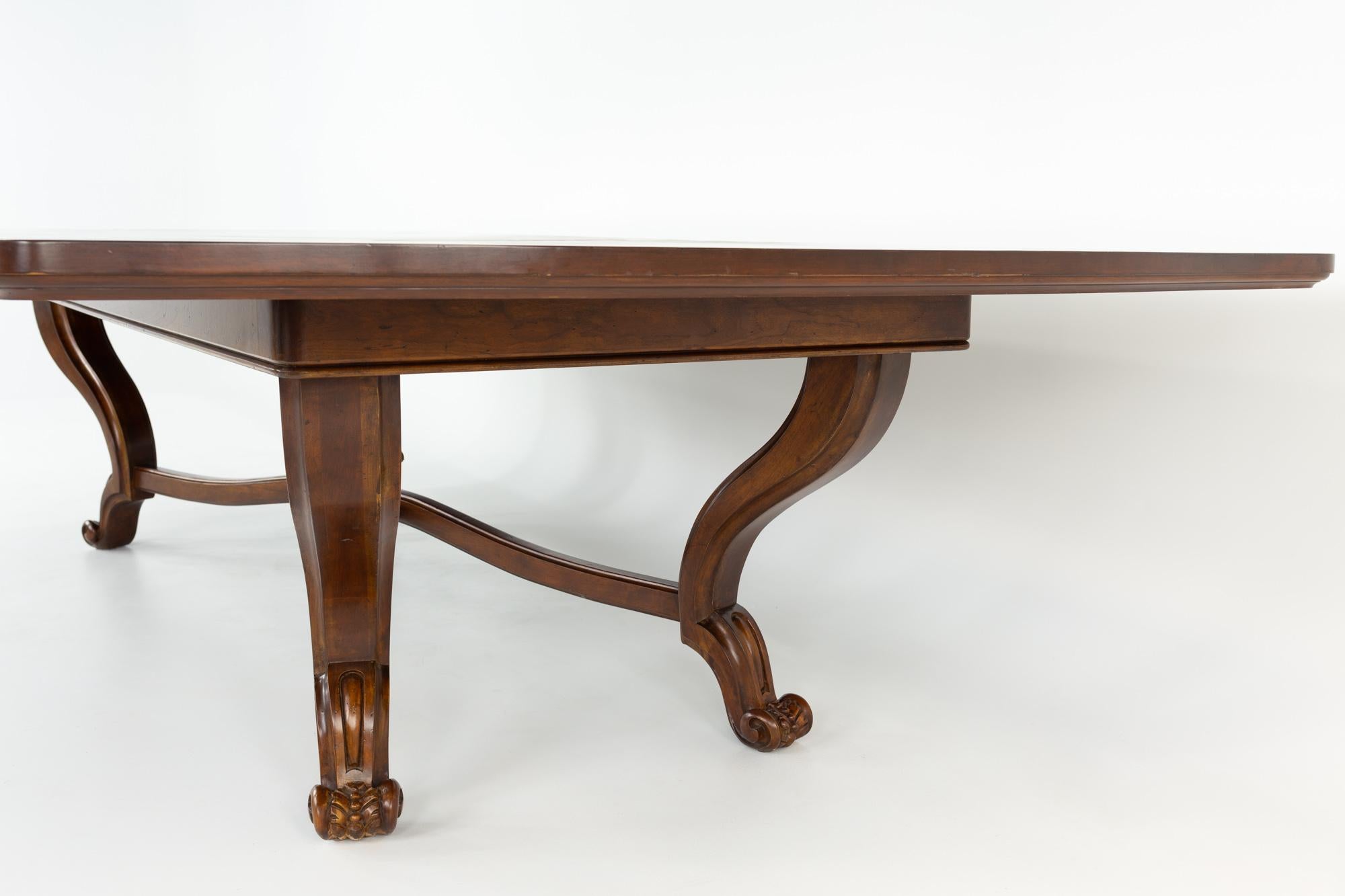 Baker Furniture Contemporary Burlwood and Walnut Clawfoot Dining Table