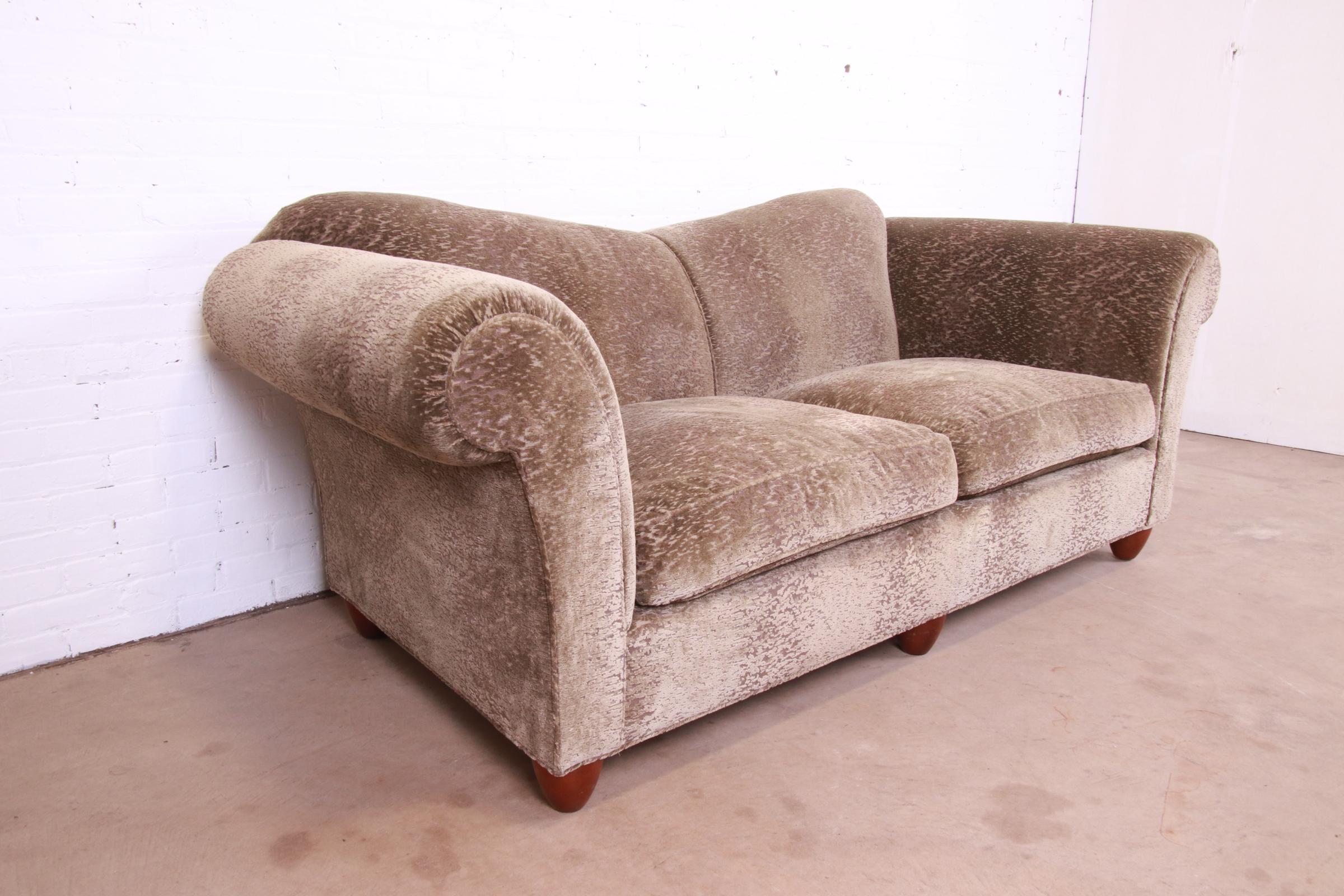 American Baker Furniture Contemporary Custom Upholstered Reverse Camel Back Sofa