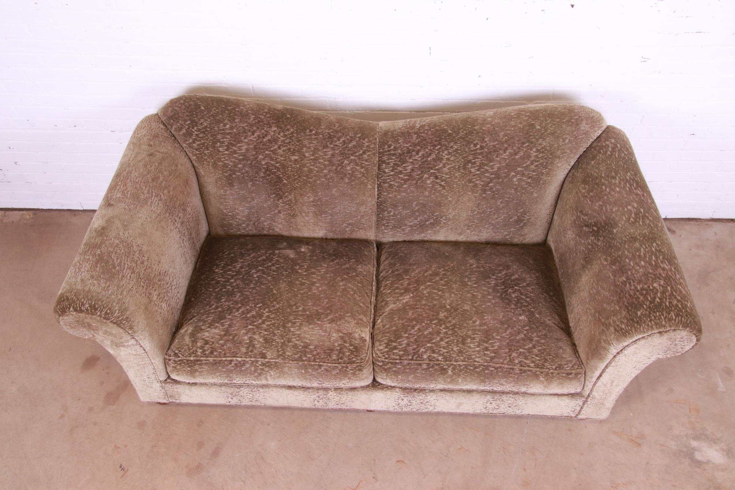 Baker Furniture Contemporary Custom Upholstered Reverse Camel Back Sofa In Good Condition In South Bend, IN