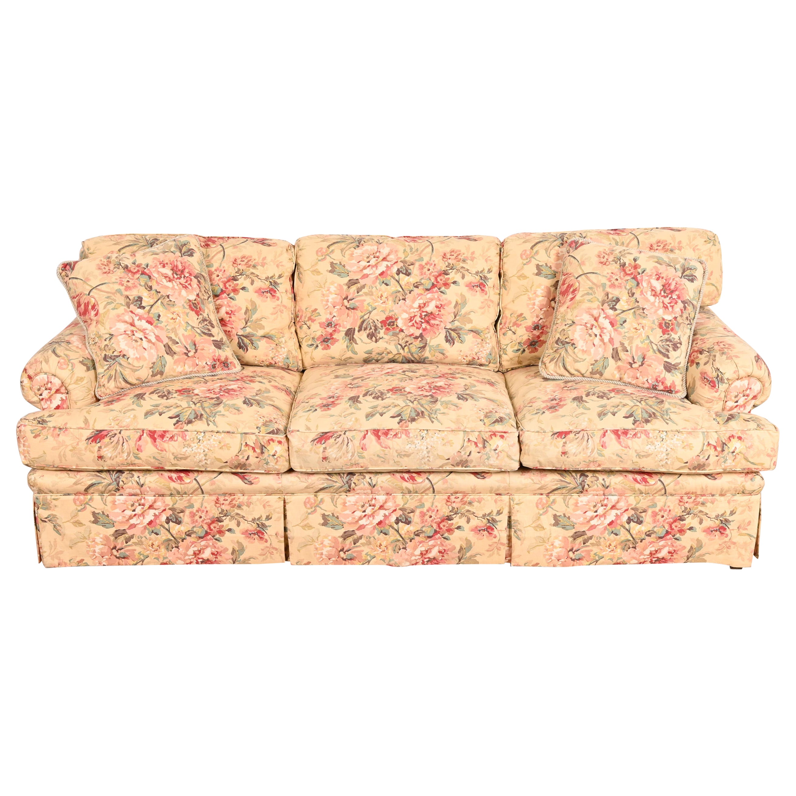Baker Furniture Contemporary Down-Filled Floral Upholstered Sofa