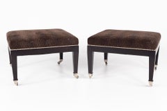 Baker Furniture Contemporary Ottoman Stools, Pair