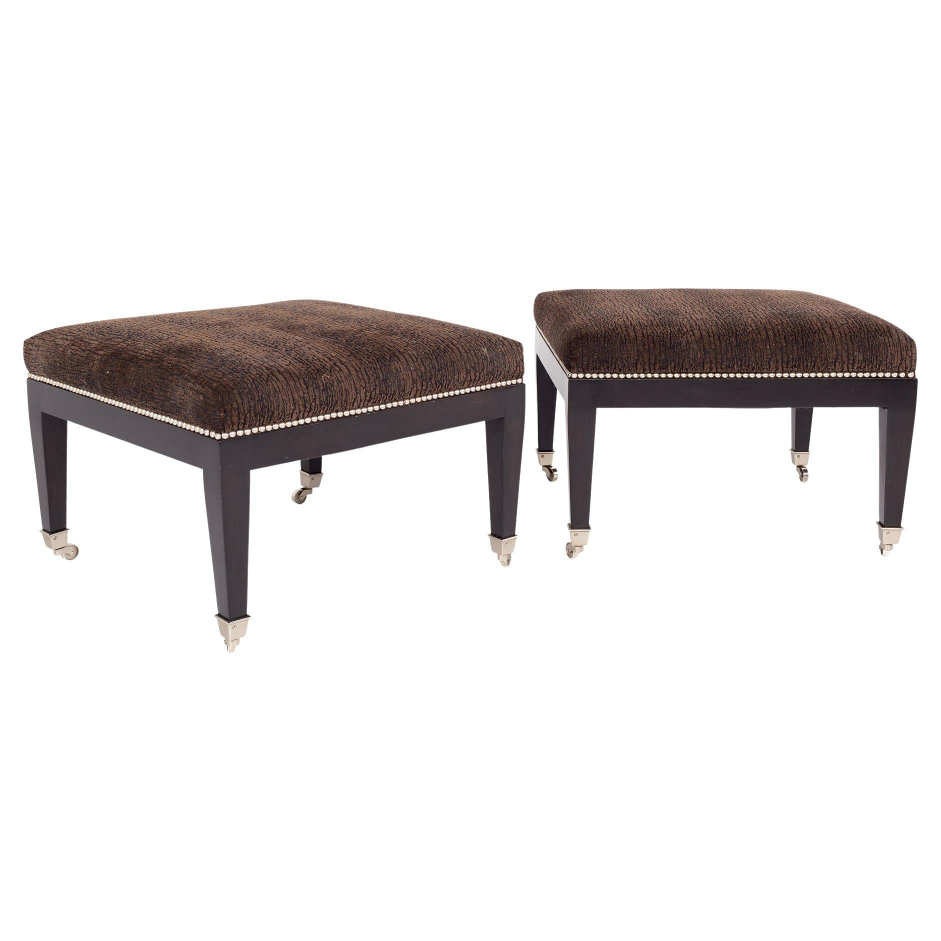 Baker Furniture Contemporary Ottoman Stools, Pair For Sale