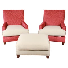 Baker Furniture Contemporary Oversized Down-Filled Lounge Chairs and Ottoman