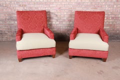 Baker Furniture Contemporary Oversized Down-Filled Lounge Chairs, Pair