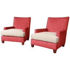 Baker Furniture Contemporary Oversized Down-Filled Lounge Chairs, Pair