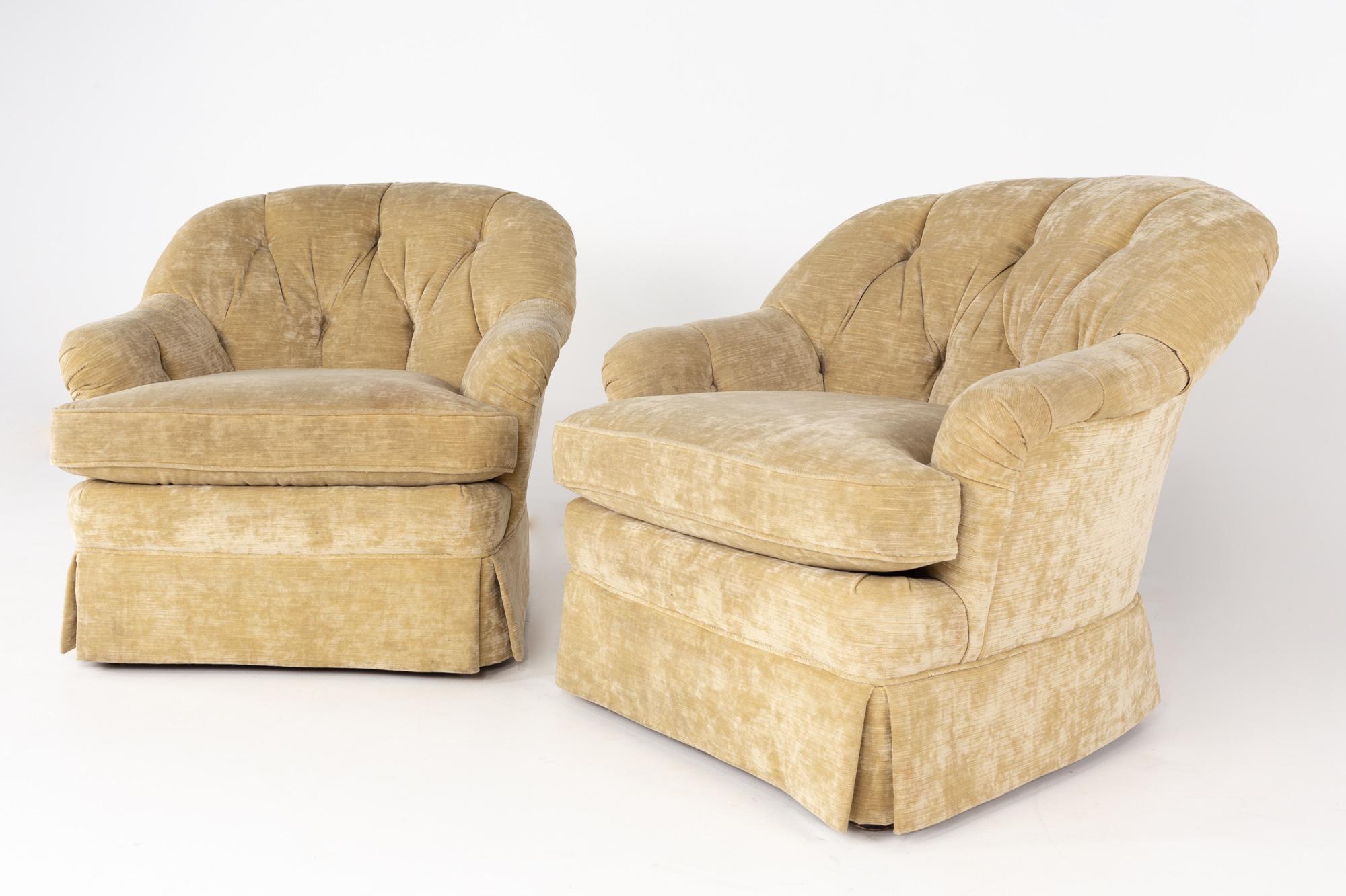 Modern Baker Furniture Contemporary Tufted Pair of Lounge Chairs, Pair
