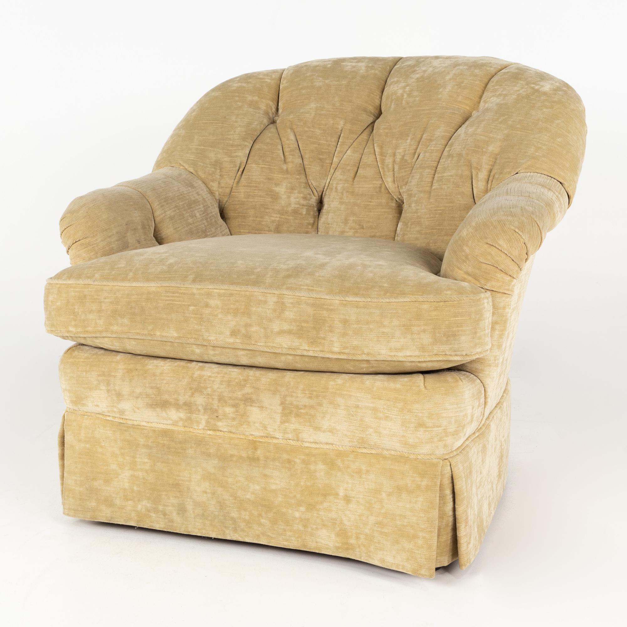 Upholstery Baker Furniture Contemporary Tufted Pair of Lounge Chairs, Pair