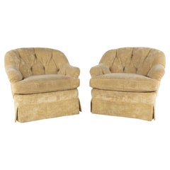 Baker Furniture Contemporary Tufted Pair of Lounge Chairs, Pair