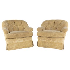 Baker Furniture Contemporary Tufted Pair of Lounge Chairs, Pair
