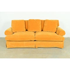 Baker Furniture Contemporary Yellow Velvet Upholstered Sofa