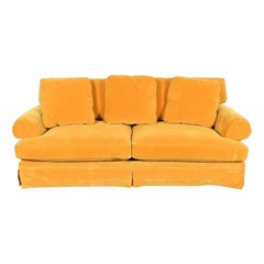 Baker Furniture Contemporary Yellow Velvet Upholstered Sofa