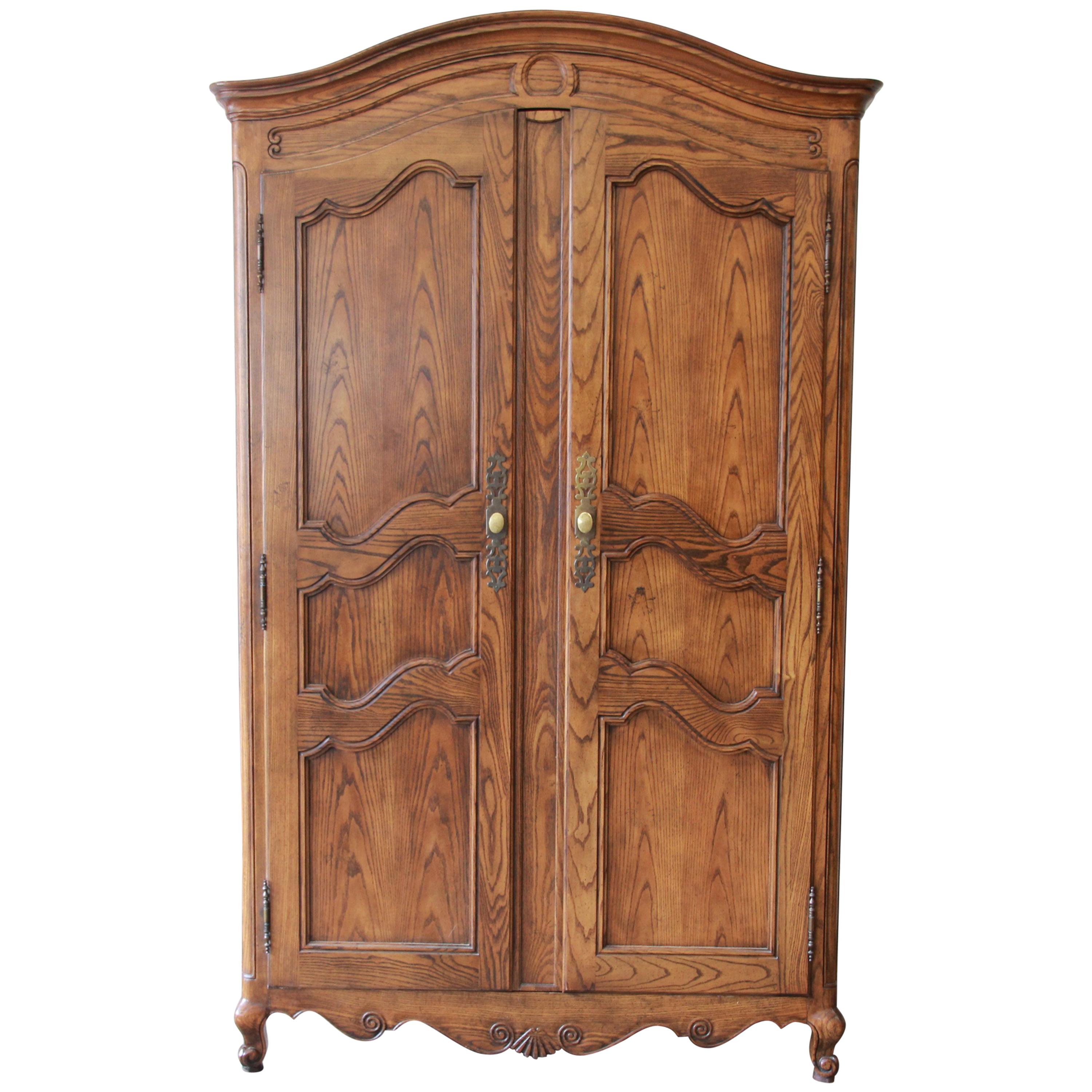 Baker Furniture Country French Louis XV Style Oak Armoire Dresser