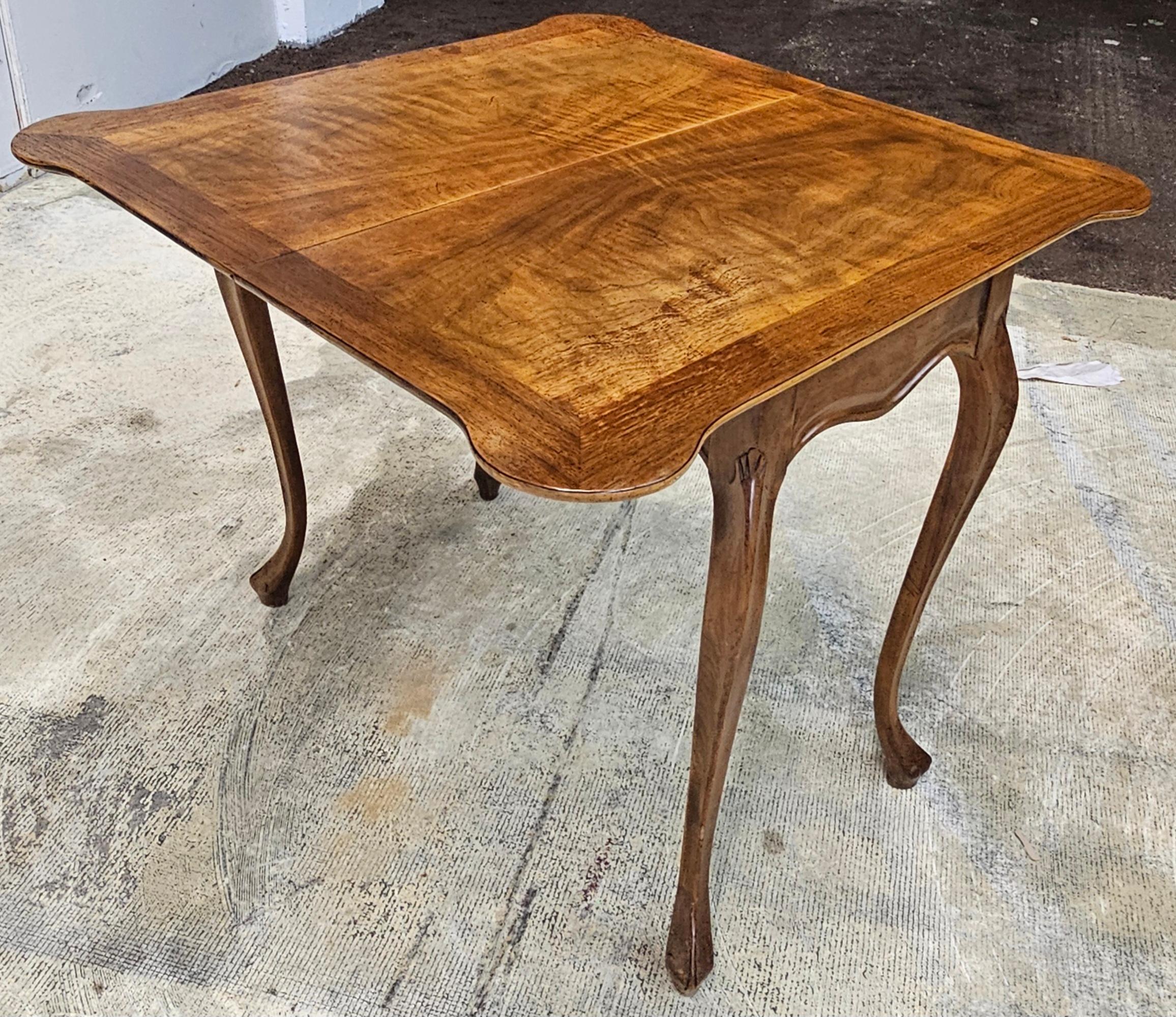 Baker Furniture Cross-Banded and Burl Fold Top Console Card / Game Table For Sale 3