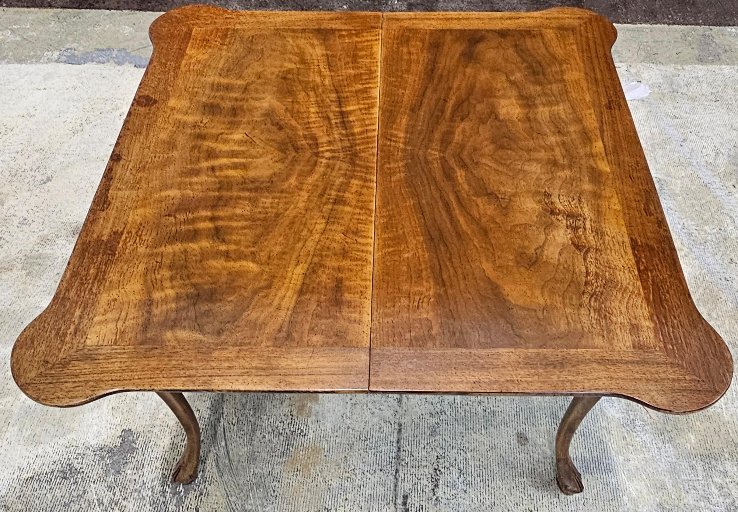 Baker Furniture Cross-Banded and Burl Fold Top Console Card / Game Table For Sale 4