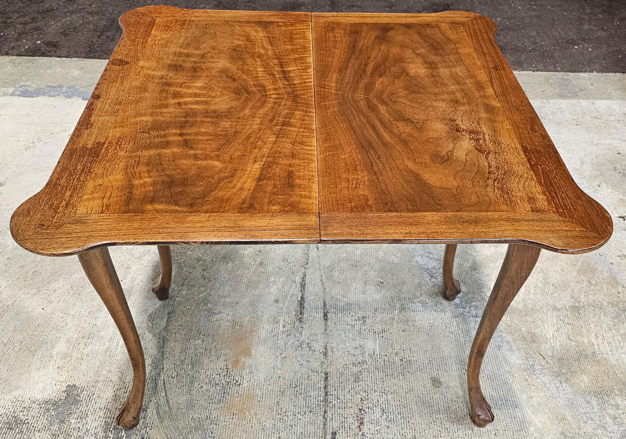 Baker Furniture Cross-Banded and Burl Fold Top Console Card / Game Table For Sale 5