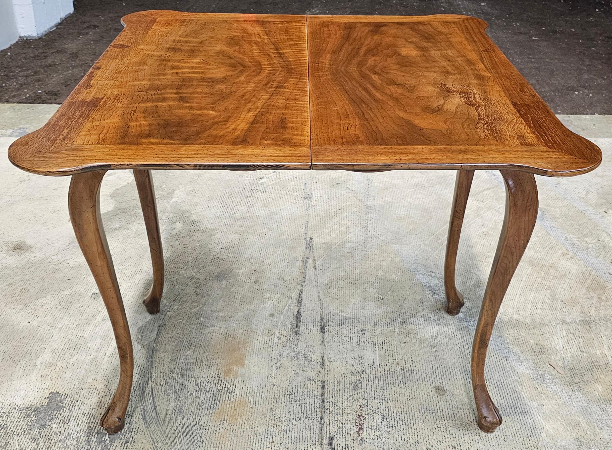 Baker Furniture Cross-Banded and Burl Fold Top Console Card / Game Table For Sale 6