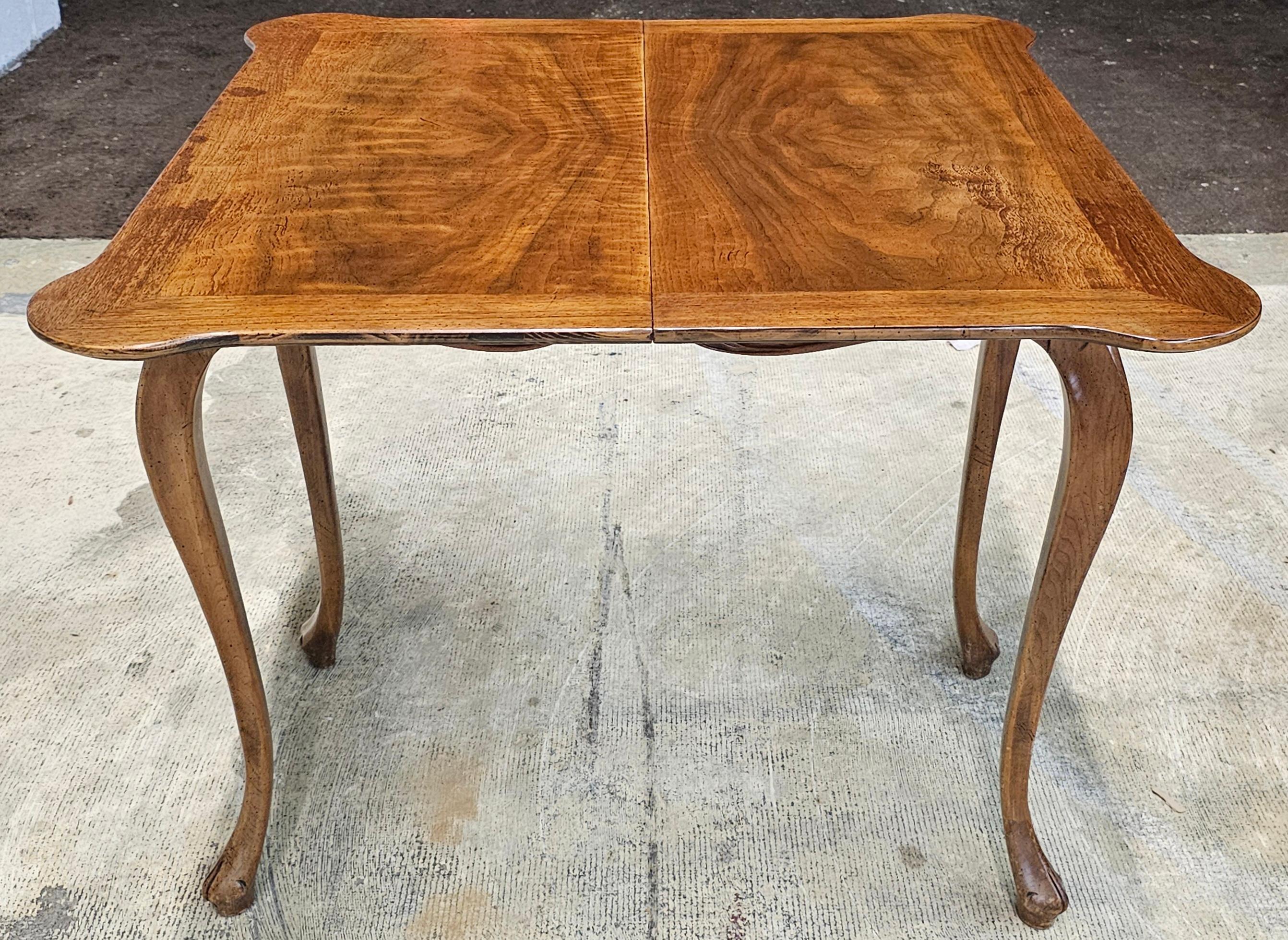 Baker Furniture Cross-Banded and Burl Fold Top Console Card / Game Table For Sale 2