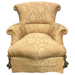 Baker Furniture Damask Skirted Wingback Chair
