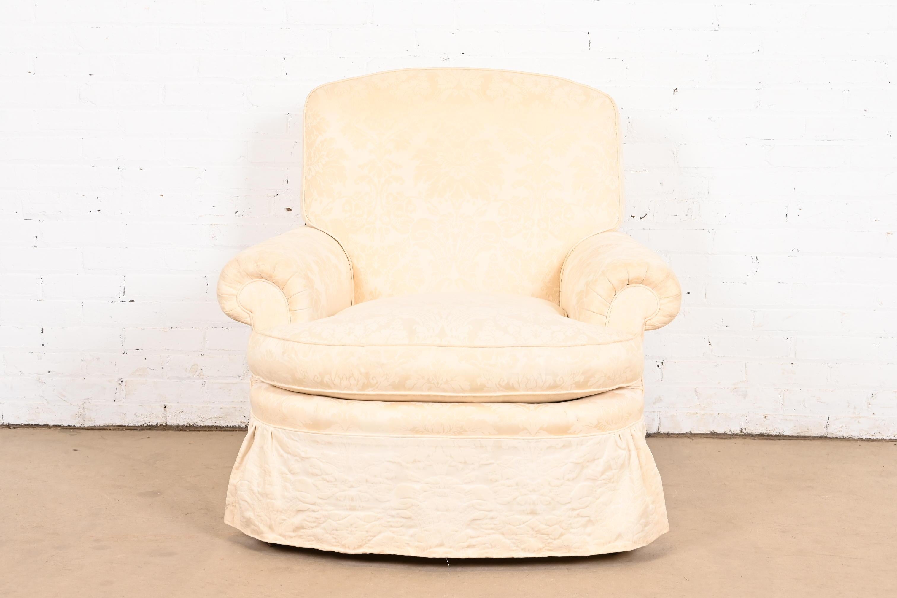 Baker Furniture Damast-Polster-Loungesessel im Zustand „Gut“ im Angebot in South Bend, IN
