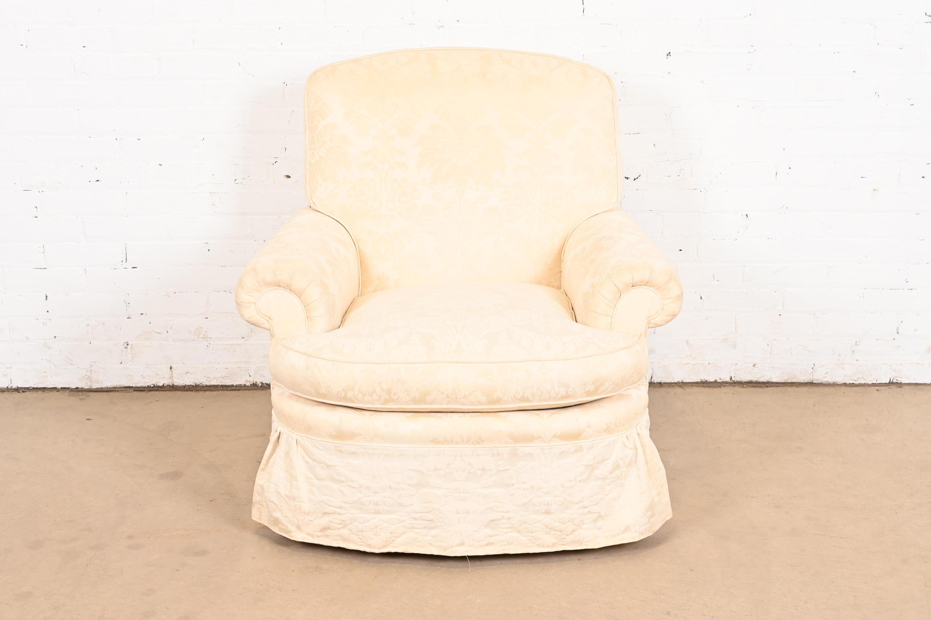 Baker Furniture Damast-Polster-Loungesessel (20. Jahrhundert) im Angebot