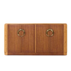 Baker Furniture Deco Revival Walnut and Brass Credenza