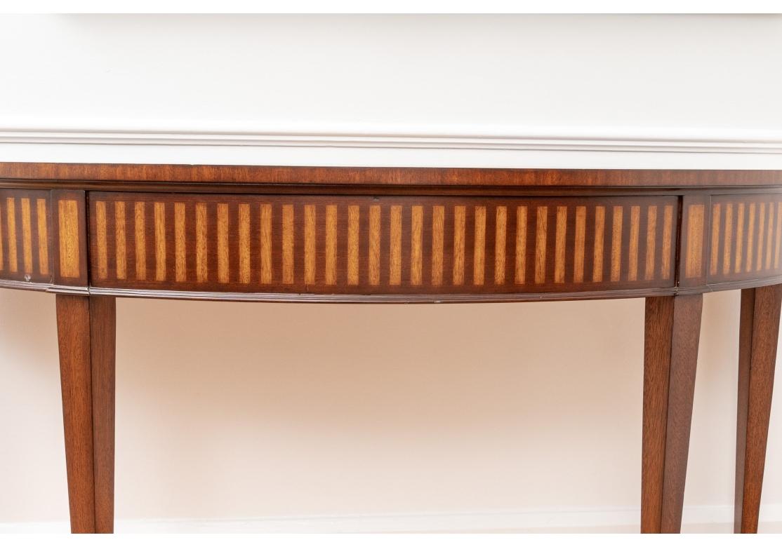 Inlay Baker Furniture Demilune Console Table With Shell Design For Sale