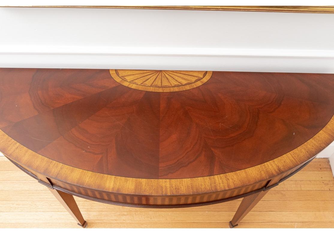 Baker Furniture Demilune Console Table With Shell Design For Sale 3