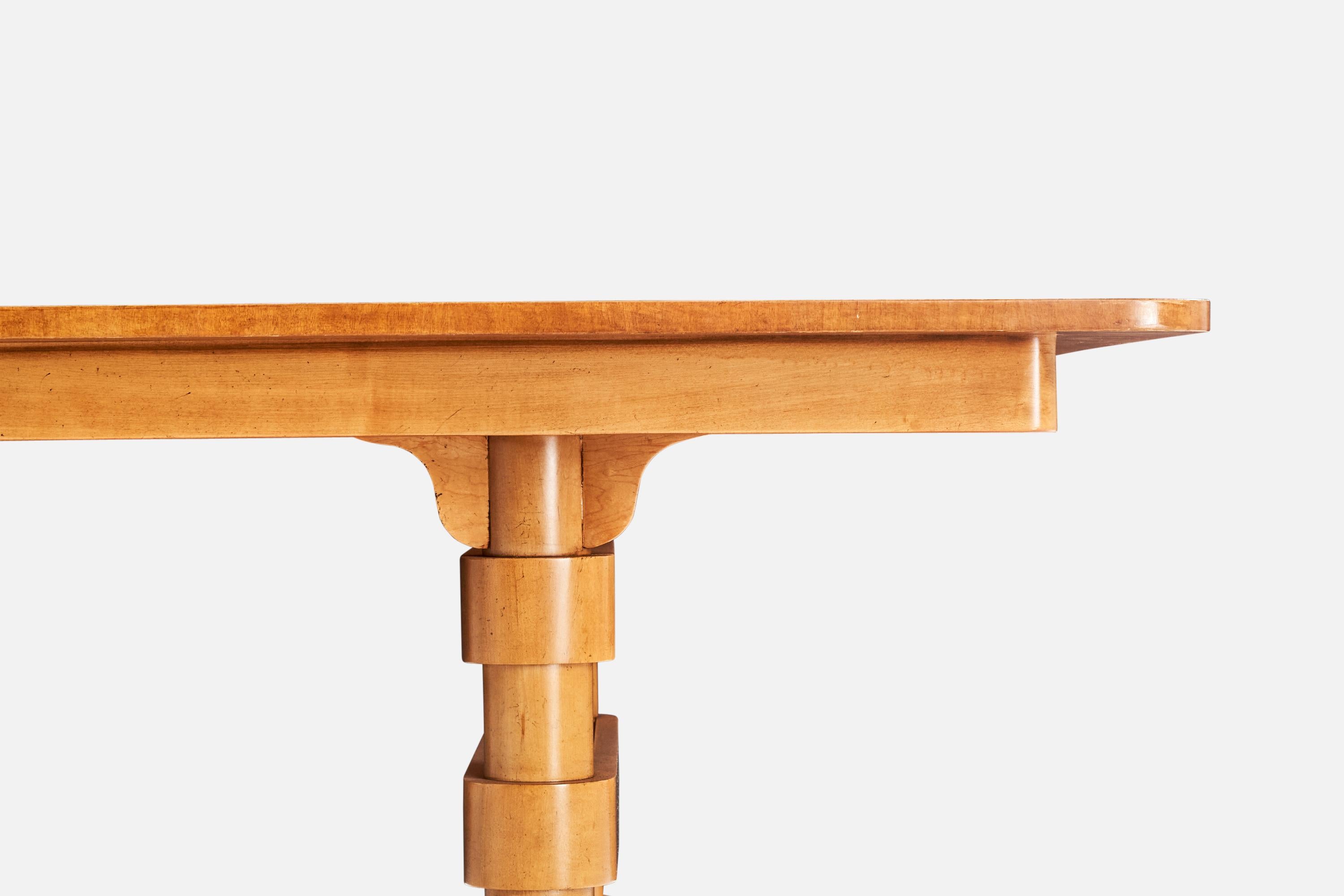 Mid-Century Modern Baker Furniture, Dining Table, Maple, Teak, USA, c. 1950s