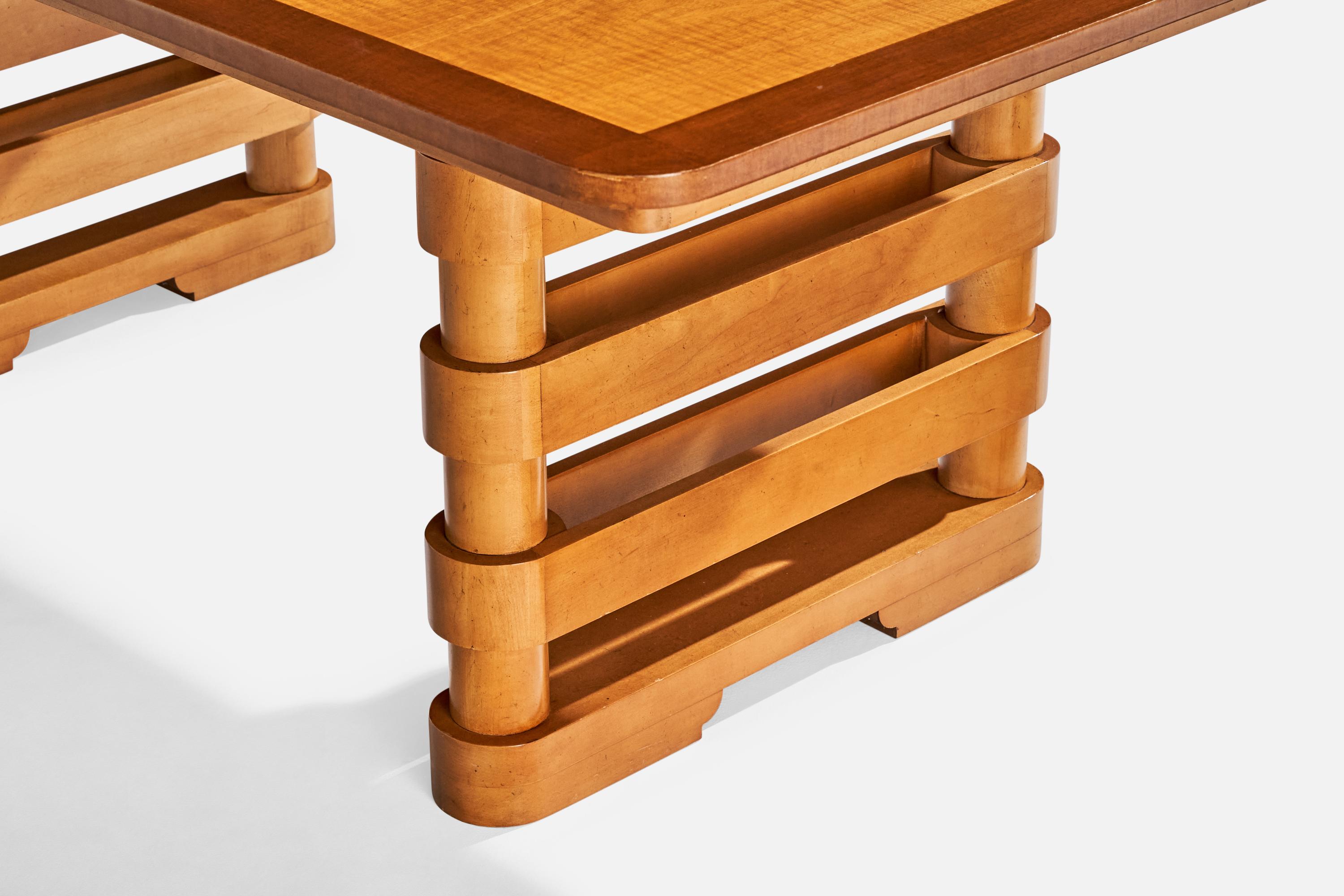 American Baker Furniture, Dining Table, Maple, Teak, USA, c. 1950s
