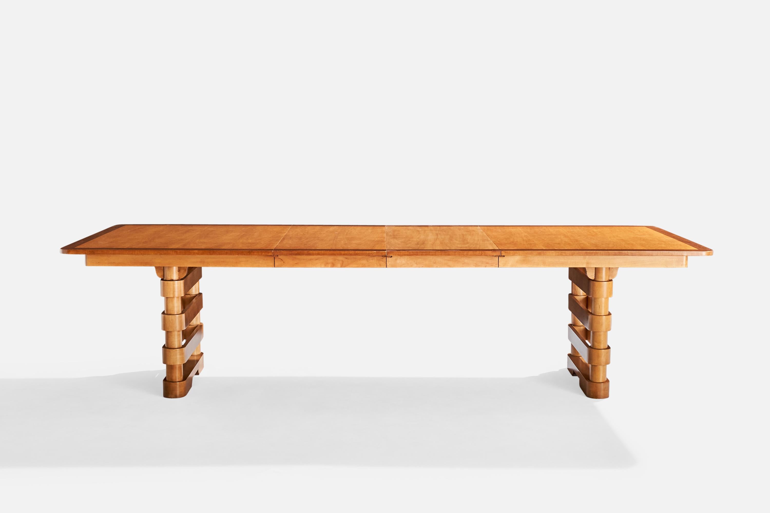 Mid-20th Century Baker Furniture, Dining Table, Maple, Teak, USA, c. 1950s