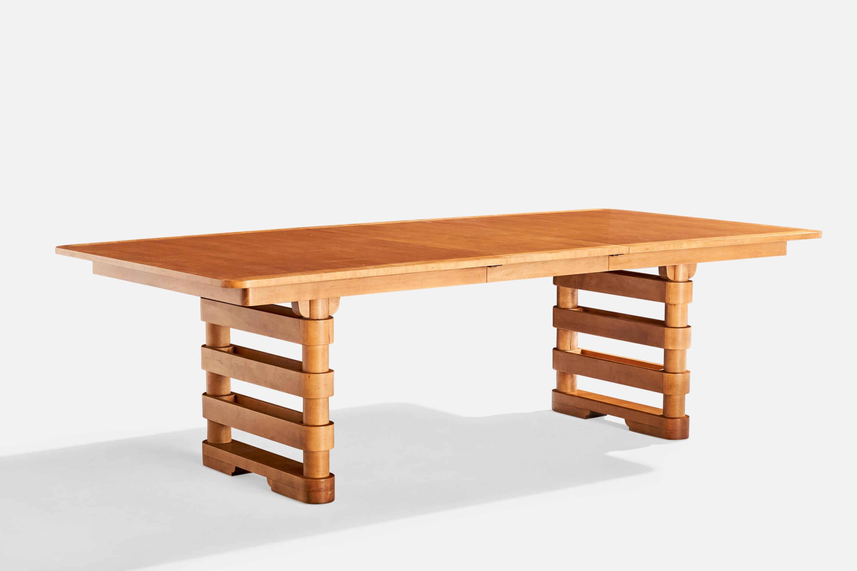 Esstisch aus Ahornholz, hergestellt von Baker Furniture, USA, ca. 1950er Jahre.

Tiefe 96,25