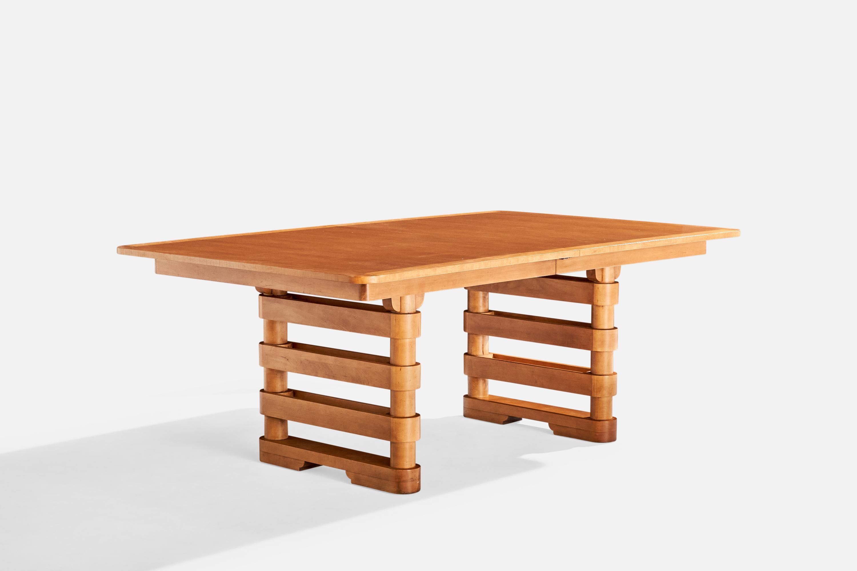 Baker Furniture, Esstisch, Ahorn, USA, ca. 1950er Jahre (Moderne der Mitte des Jahrhunderts)