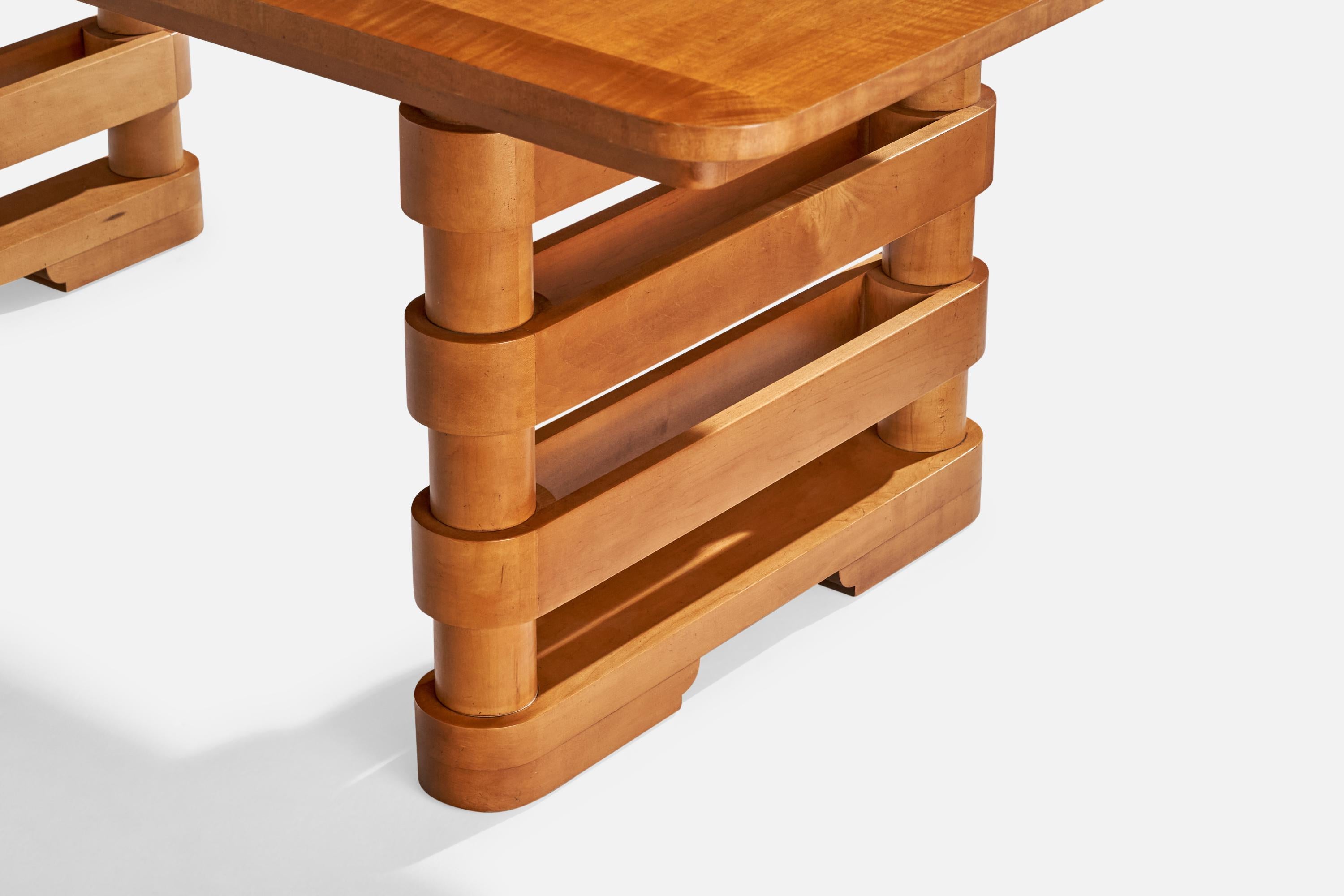 Baker Furniture, Esstisch, Ahorn, USA, ca. 1950er Jahre im Zustand „Gut“ in High Point, NC