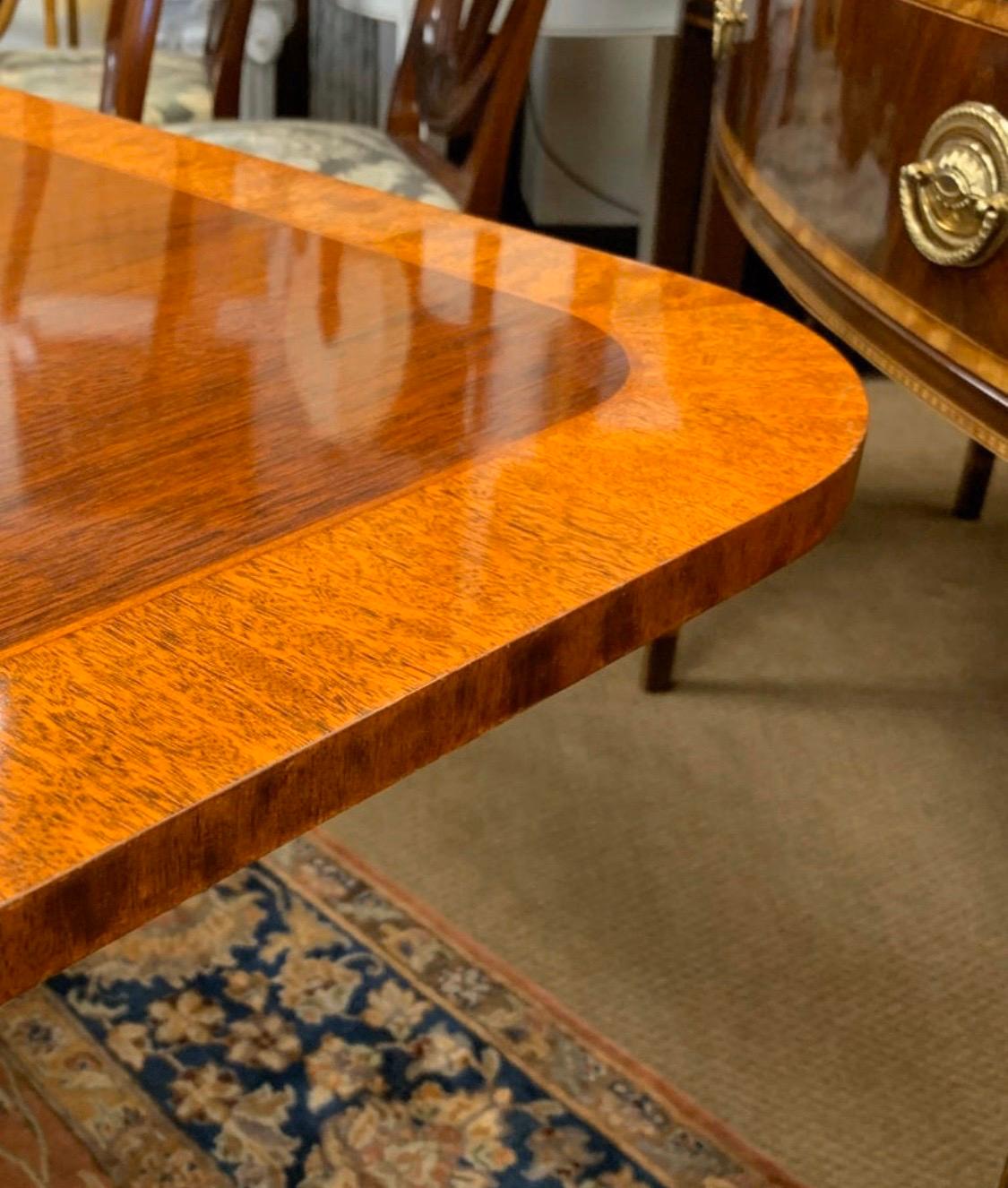 Baker Furniture Double Pedestal Mahogany Dining Room Table In Good Condition In West Hartford, CT