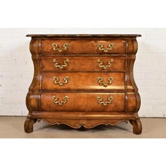 Baker Furniture Dutch Baroque Burled Walnut Bombe Chest or Commode
