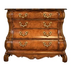 Baker Furniture Dutch Baroque Burled Walnut Bombe Chest or Commode