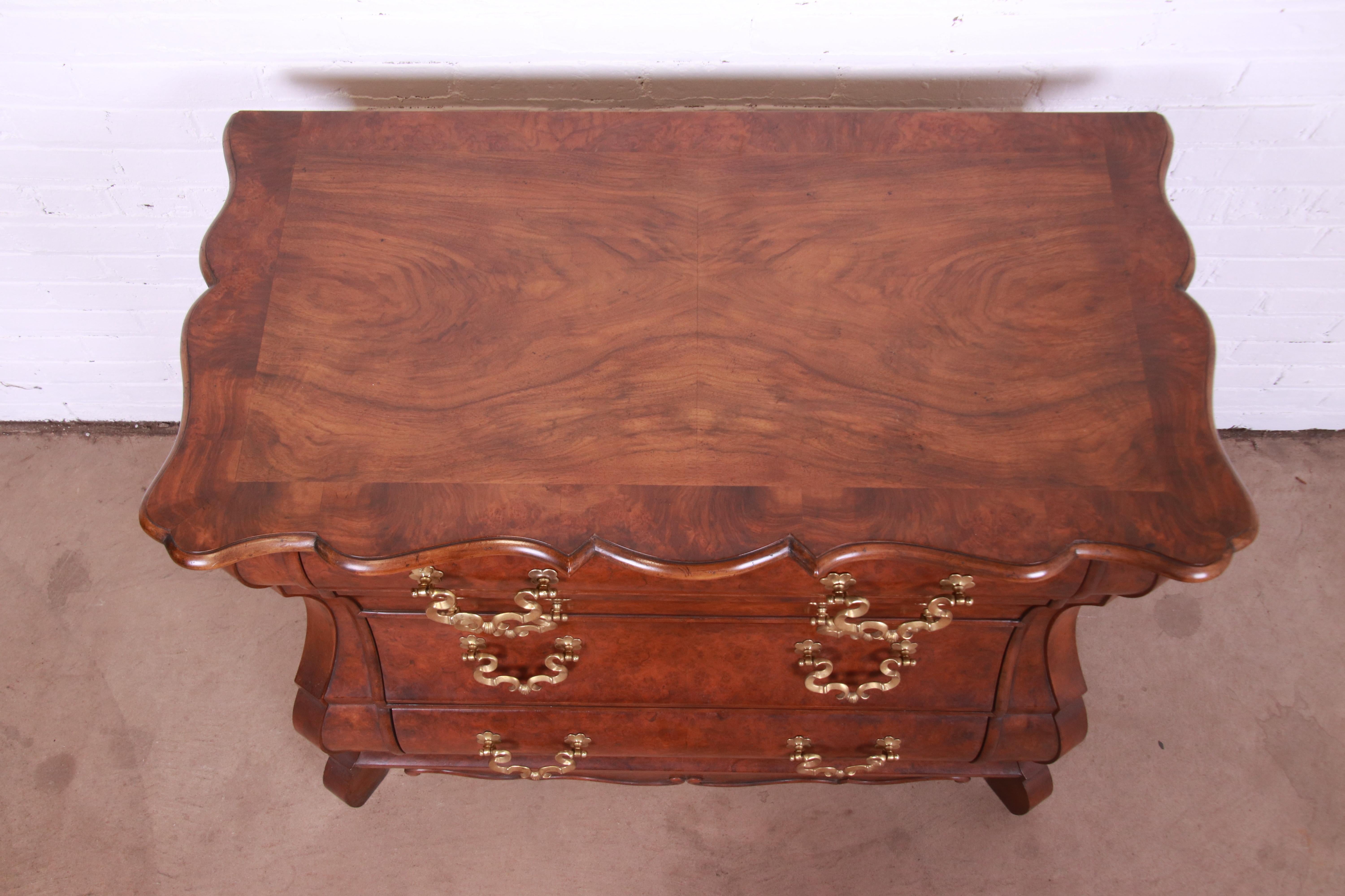 Baker Furniture Dutch Burled Walnut Bombe Chest or Commode 3
