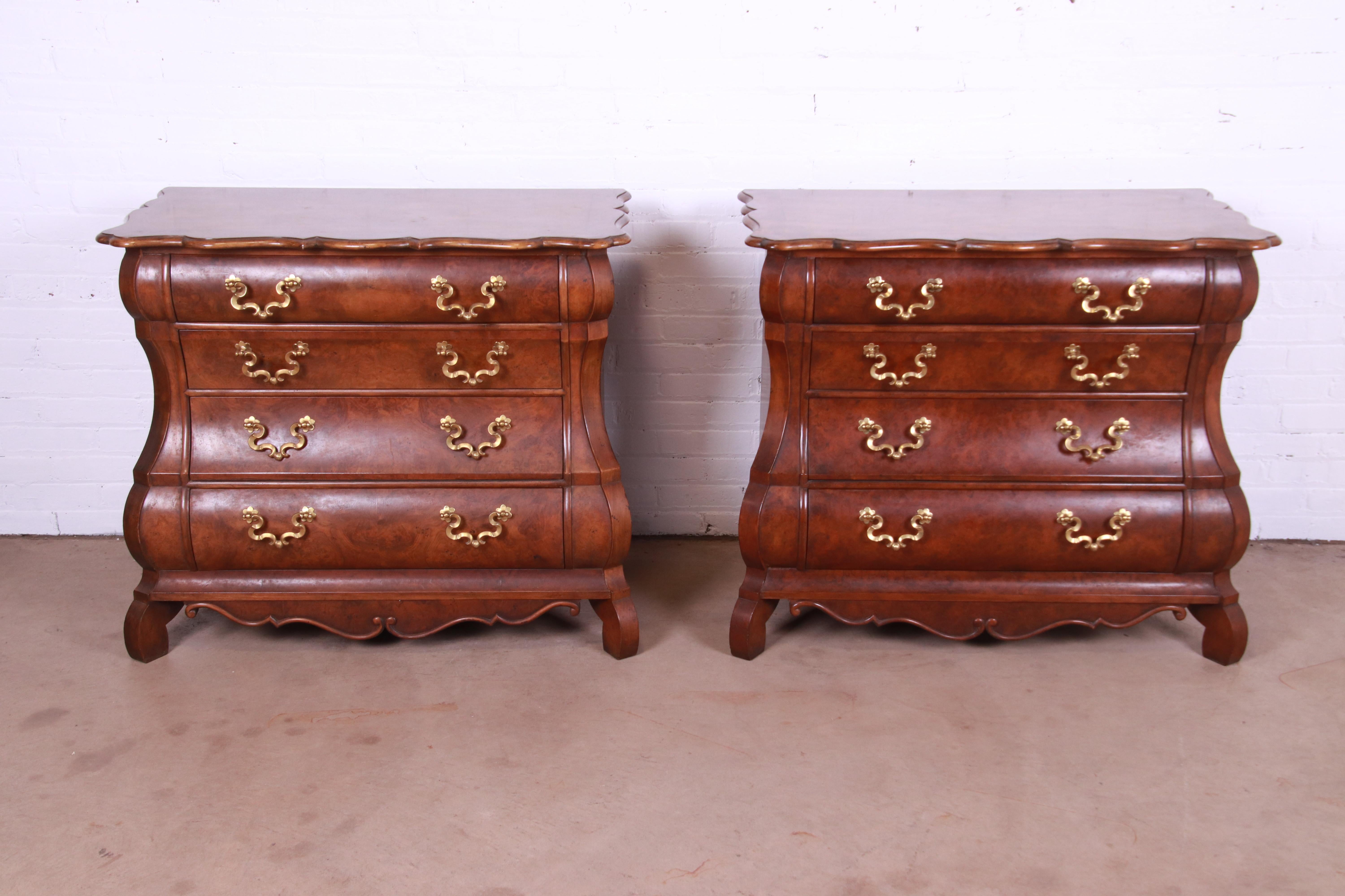 Baker Furniture Dutch Burled Walnut Bombe Chest or Commode 7