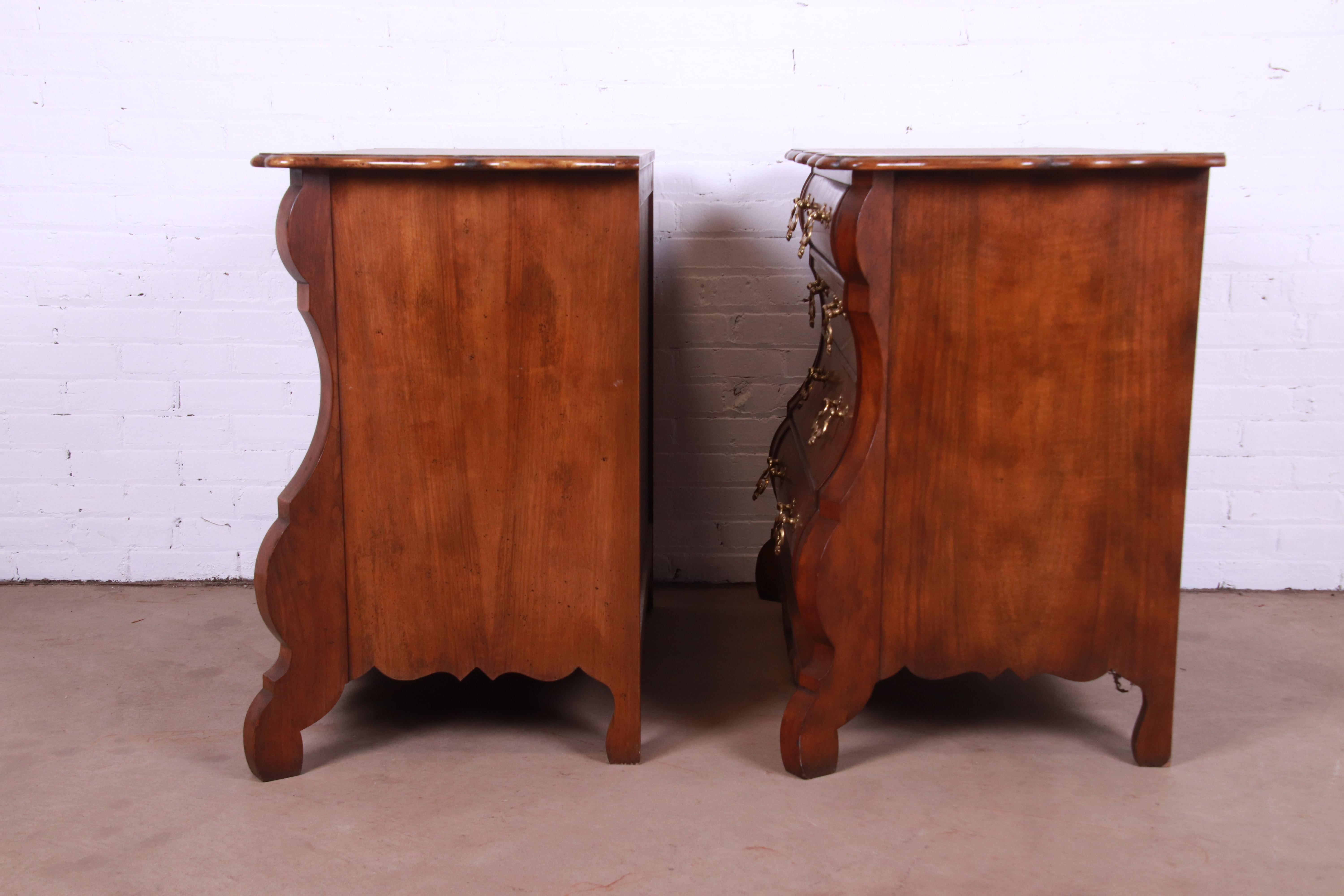 Baker Furniture Dutch Burled Walnut Bombe Chests or Commodes, Pair 5